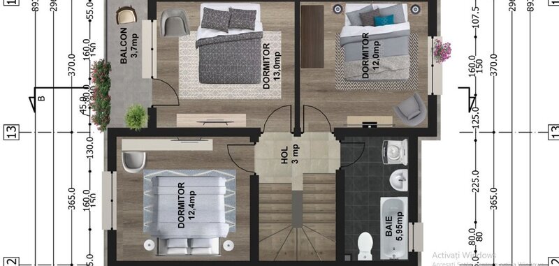 Centru Popesti Leordeni, vila gata, la alb, 4 cam., 2 bai, parcare, mut. imediata.