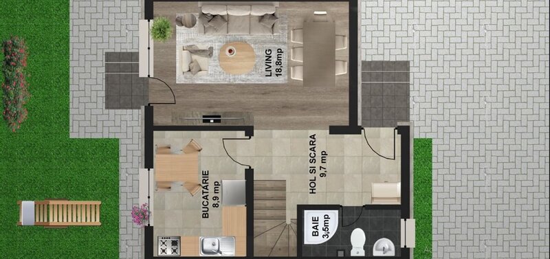 Centru Popesti Leordeni, vila gata, la alb, 4 cam., 2 bai, parcare, mut. imediata.